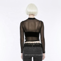 OPT-151  PUNK RAVE  lace transparent women longsleeve t-shirt women tight sexy t-shirt